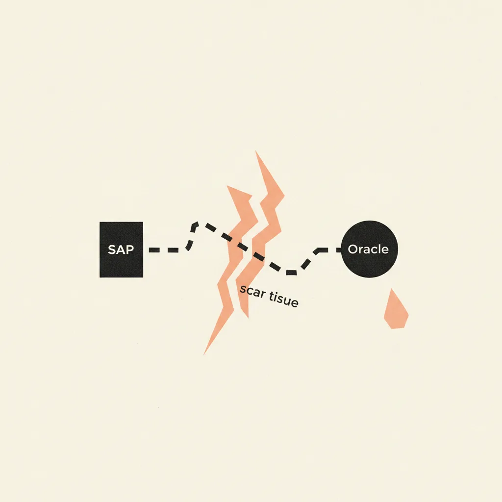 Editorial illustration — SAP to Oracle (or Back): What Switchers Don't Tell You